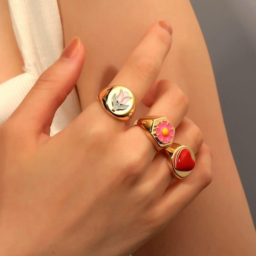 Ins creative geometric sweet flower ring - Nimall