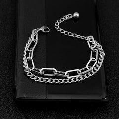 ins personalized hip - hop chain, neutral style male and female couples double - layer stacked bracelet - Nimall