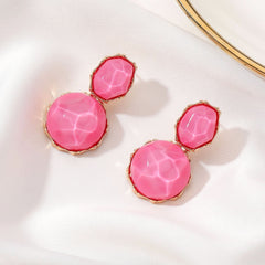 Irregular round earrings for women, small fresh pink peach earrings jewelry. - Nimall