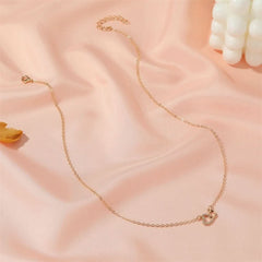 Korean version of simple and versatile love necklace, temperament double peach heart pendant collarbone chain - Nimall