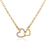 Korean version of simple and versatile love necklace, temperament double peach heart pendant collarbone chain - Nimall