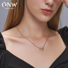 Korean version of simple and versatile love necklace, temperament double peach heart pendant collarbone chain - Nimall