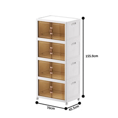 【KSA STOCK】Foldable plastic storage box with wheels and doors, four shelves, large size 156*70 cm AL142 - Nimall