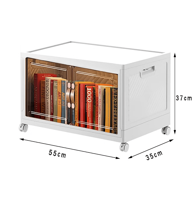 【KSA STOCK】Foldable plastic storage box with wheels and doors, one shelf, medium size, 36*55cm AL139 - Nimall