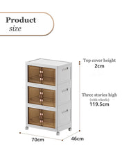 【KSA STOCK】Foldable plastic storage box with wheels and doors, three shelves, large size 119*70 cm AL160 - Nimall