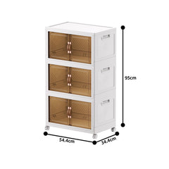 【KSA STOCK】Foldable plastic storage box with wheels and doors, three shelves, medium size, 95*55cm AL157 - Nimall