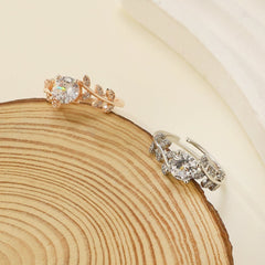 Light luxury high - end leaf ring women's engagement party sugar cube ring - Nimall