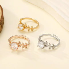 Light luxury high - end leaf ring women's engagement party sugar cube ring - Nimall