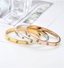 Love Bracelets Stainless Steel Bracelet Cubic Zircon Filled Gold AL090 - Nimall