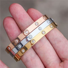 Love Bracelets Stainless Steel Bracelet Cubic Zircon Filled Gold AL090 - Nimall