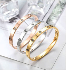 Love Bracelets Stainless Steel Bracelet Cubic Zircon Filled Gold AL090 - Nimall