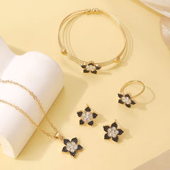 Love Butterfly Flower Earrings Ring Bracelet Necklace Women's Fashion Four - piece Set - Nimall