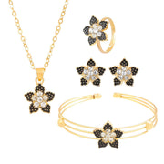 Love Butterfly Flower Earrings Ring Bracelet Necklace Women's Fashion Four - piece Set - Nimall