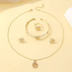 Love Butterfly Flower Earrings Ring Bracelet Necklace Women's Fashion Four - piece Set - Nimall