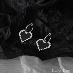 Love Heart Pixel Cold Color Earrings Earrings Ear Clips - Nimall