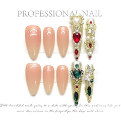 Luxury Armor Pure Handmade Court Style Premium Finished Nail Art Whitening Patch False Nails Removable Wearable Armor - Nimall