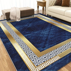 Luxury Soft Carpet Blue And Golden Striped Design - Nimall