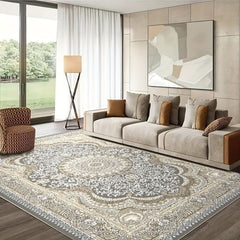 Machine Washable Vintage Persian Area Rug - Polyester Blend Striped Flat Woven Carpet - Nimall