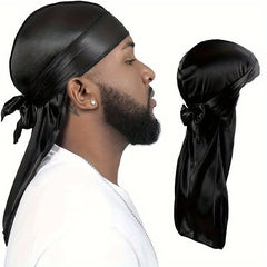 Men's Silk Durag Shower Cap Bandana Silky Du Rag Doo Rag Long Tail Waves Cap - Bathroom Accessories - Nimall