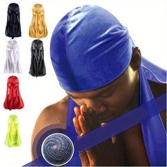 Men's Silk Durag Shower Cap Bandana Silky Du Rag Doo Rag Long Tail Waves Cap - Bathroom Accessories - Nimall