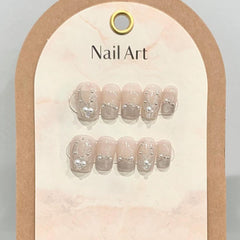 Mermaid pure hand - worn nail pearl cat eye hand - painted nail art wearable nail patch - Nimall