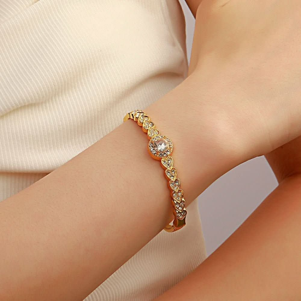 Metal diamond bracelet simple retro full diamond love bracelet fashionable personality - Nimall