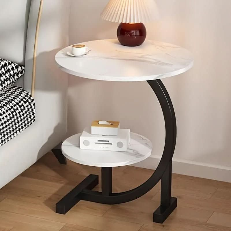 Minimalist Design Resistant Double Layered Round End Table - Nimall