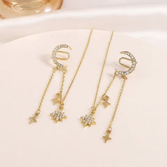 Moon Star Long Tassel Earphone Ear Bone Clip Women's Fashion Light Luxury - Nimall