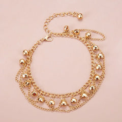 Multi - layer bell pendant anklet female creative design fringed anklet beach foot jewelry - Nimall