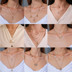 Multi - layer chain necklace female - Nimall