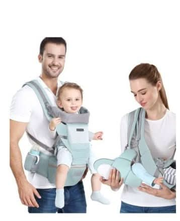 Multifunctional Waist Stool Hip Seat Carrier For 0 - 36 Months Baby - Green/Grey - Nimall