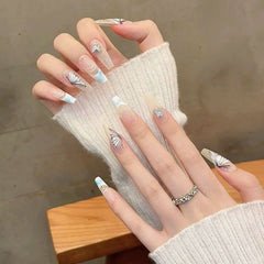 Nail patch pure hand - worn nail hand - painted watercolor smudge butterfly new Chinese white versatile removable - Nimall