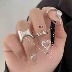 New micro - inlaid zircon nail ring, personality temperament, wearing nail ring - Nimall