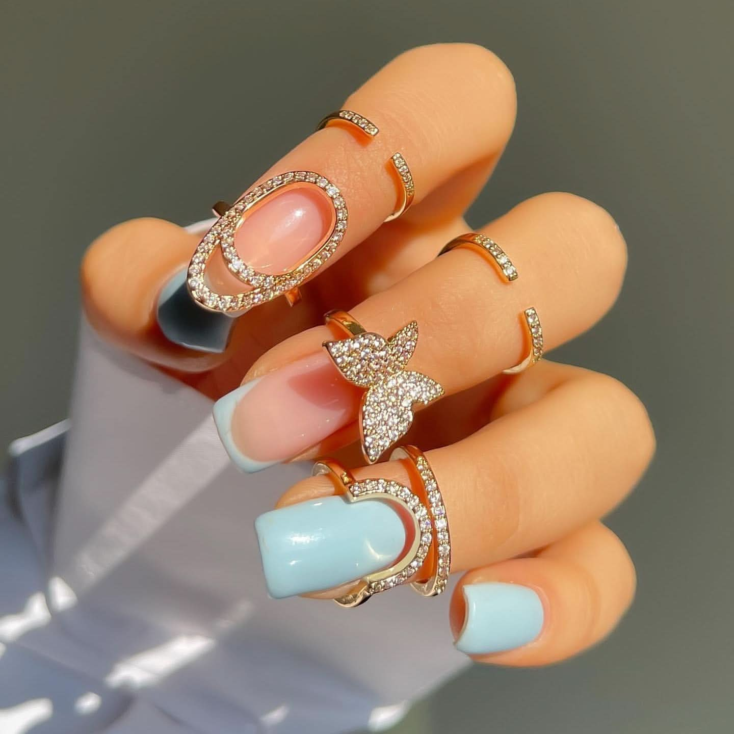 New micro - inlaid zircon nail ring, personality temperament, wearing nail ring - Nimall