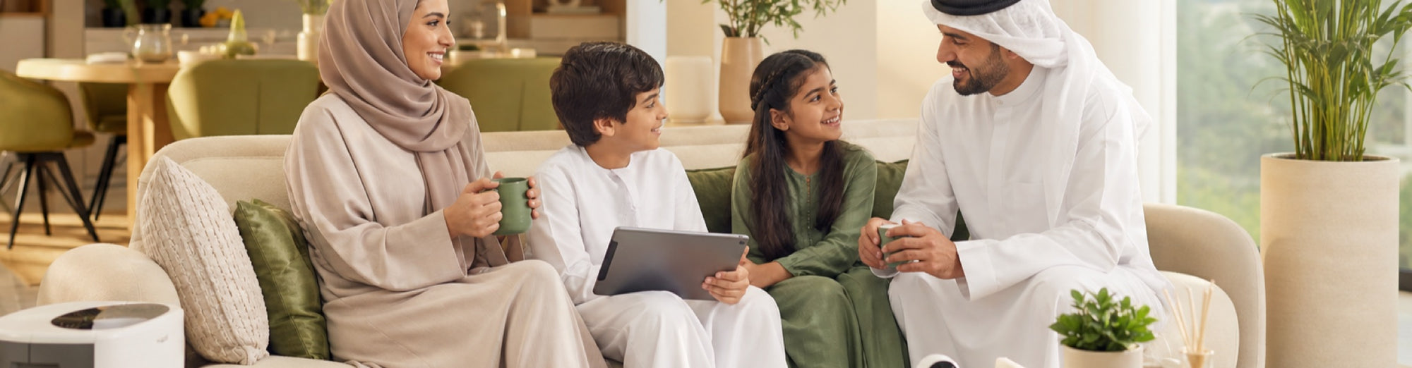 Warm Middle Eastern family in a contemporary home