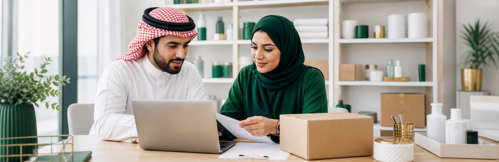 A seller and compliance specialist reviewing a product