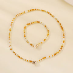 Ocean Resort Wind Handmade Beaded Shell Conch Necklace Bracelet Two - piece Set - Nimall