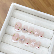 Original bow red cherry hand - painted pure hand - worn nail whitening nail fake nail patch - Nimall