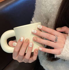 Original real shot Aurora Xiaohua spring and summer hot hand - worn nail piece light luxury pure handmade high quality control nail - Nimall