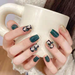 Original real shot emerald diamond pure handmade wearing nail gentle manicure Internet celebrity fake nail patch - Nimall