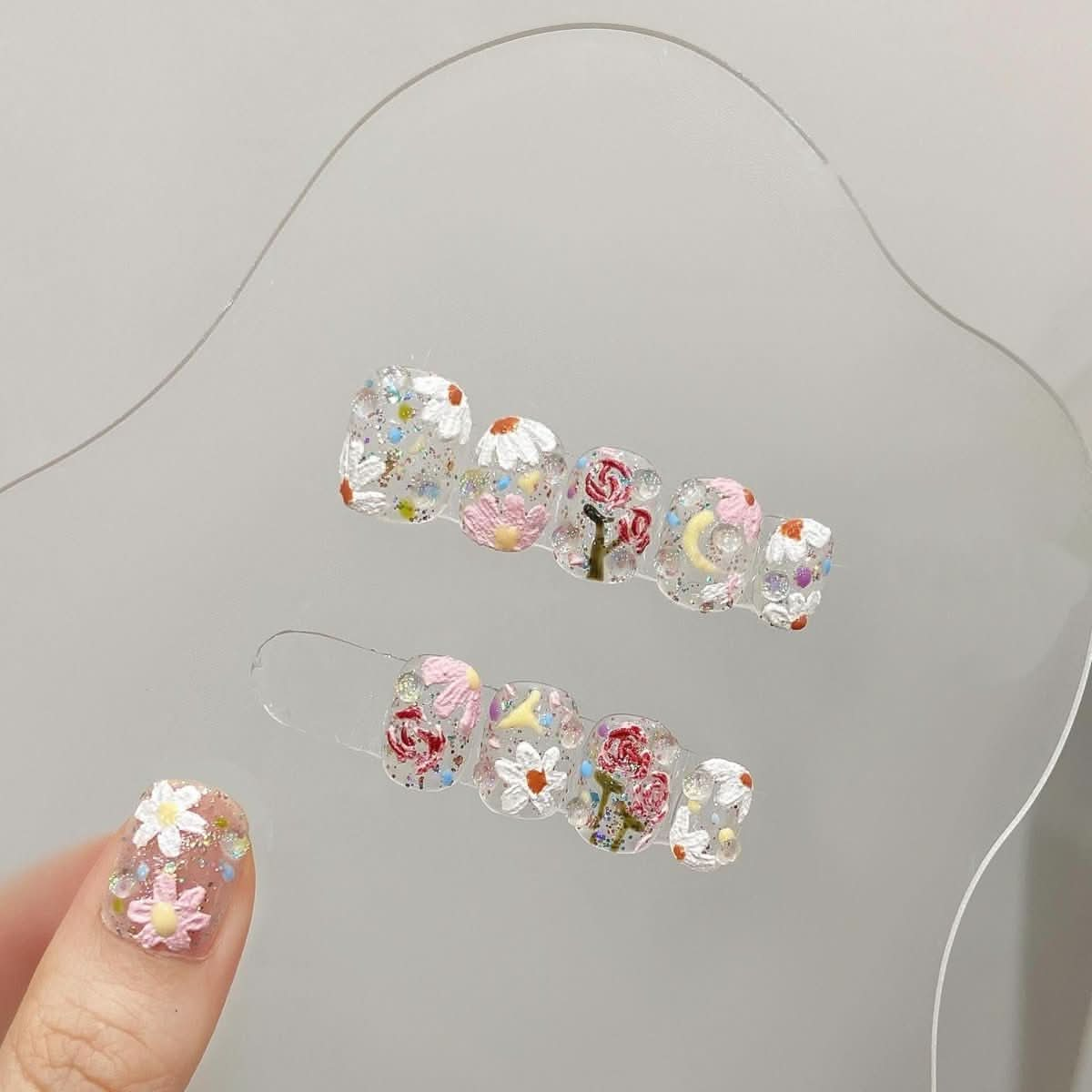 Original Seiko hand - painted spring and summer flowers are purely hand - worn nail pads, pure desire for wind, removable nail stickers - Nimall