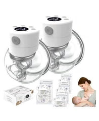 Pack Of 2 Electric Hands Free Wearable Breast Pump With 30 Pcs Breastmilk Storage Bags - Nimall