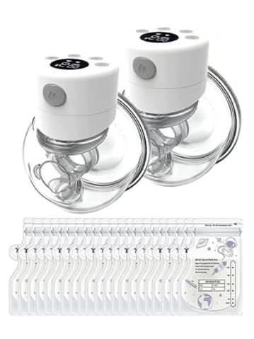 Pack Of 2 Electric Hands Free Wearable Breast Pump With 30 Pcs Breastmilk Storage Bags - Nimall