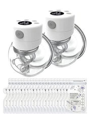 Pack Of 2 Electric Hands Free Wearable Breast Pump With 30 Pcs Breastmilk Storage Bags - Nimall