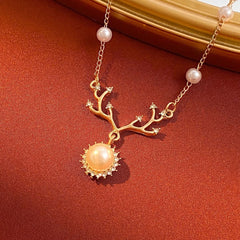 Pearl Elk Necklace Female Fawn Pendant Collarbone Chain - Nimall