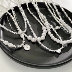 Pearl necklace high - end accessories light luxury love collarbone chain niche accessories women - Nimall