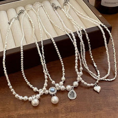 Pearl necklace high - end accessories light luxury love collarbone chain niche accessories women - Nimall