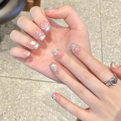 Pearl ripples pure hand - worn nail ice through the gradual change of the eye of the ocean cat eye light luxury pure want to show white nail patch - Nimall