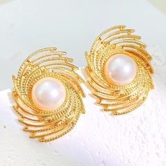 Pearl Spiral Earrings Women's Stud Earrings - Nimall