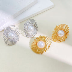 Pearl Spiral Earrings Women's Stud Earrings - Nimall